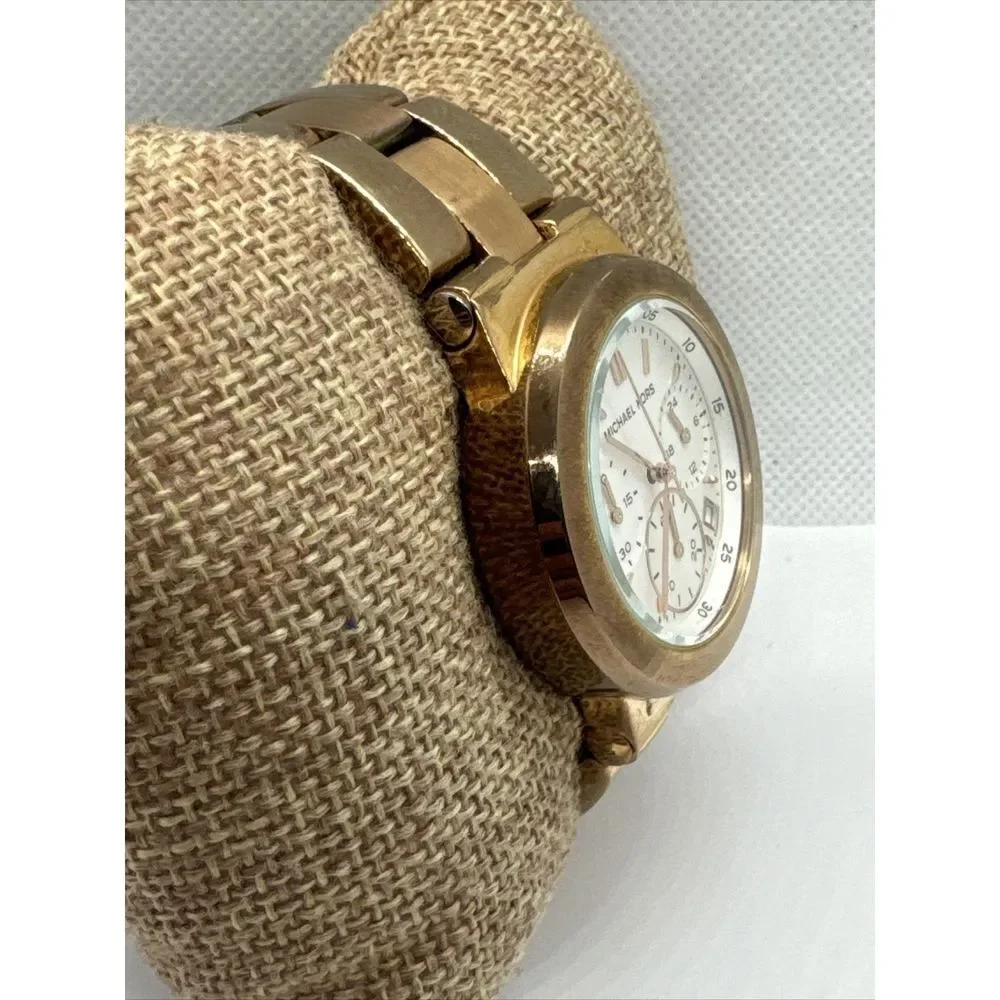 Michael Kors Runway MK5223 Women's Rose Gold-Tone Analog White Dial Watch JNA806
